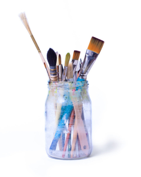 Paint Brushes in Glass Jar